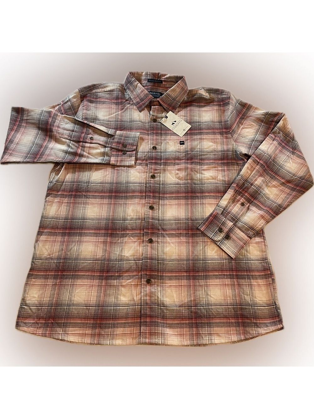 Fish Hippie Flannel Collection Shirt Button Down Pink Plaid Sz XXLNWT.